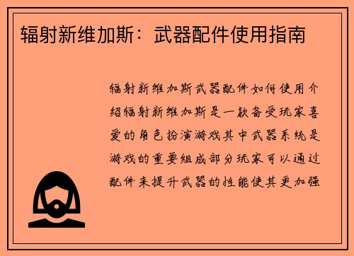 辐射新维加斯：武器配件使用指南